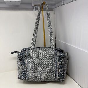 Vintage Vera Bradley Blue White Lattice Quilted Tote Made USA